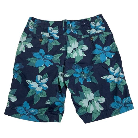 Mossimo Shorts Mens Size 32 Blue Chino Hawaiian Floral Flat Front 10" Inseam - Picture 2 of 8